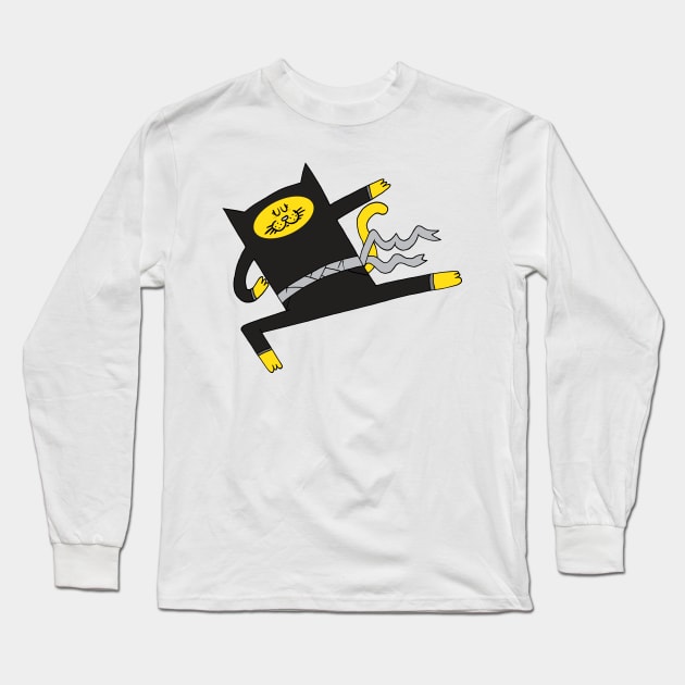 Meow-Jitsu Long Sleeve T-Shirt by adrianserghie